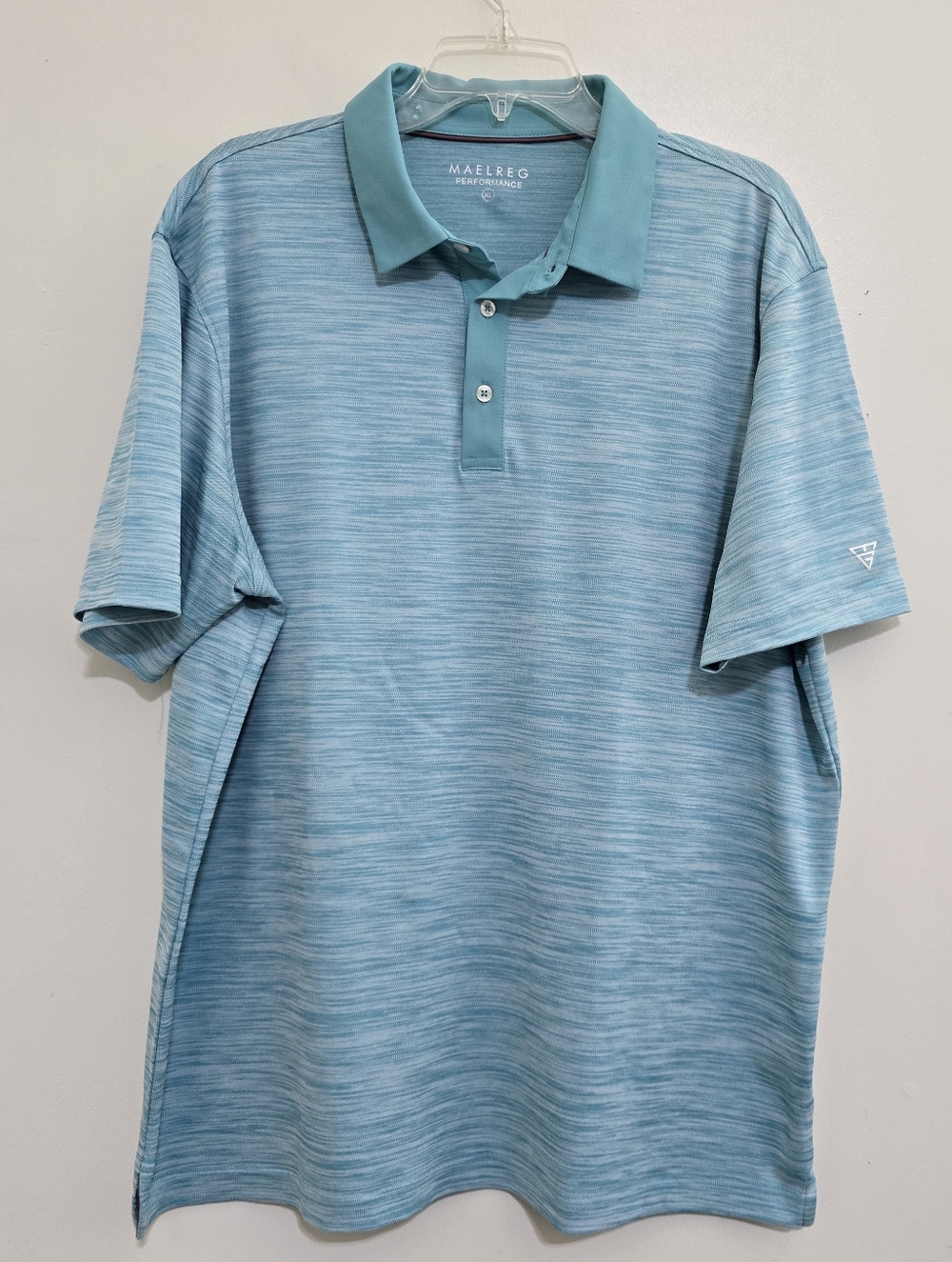 MAELREG Performance size XL Short Sleeve Dri Fit Heather Texture Golf Polo Blue‎